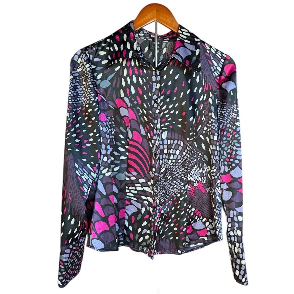 Tribal Black & Pink Psychedelic Retro Blouse Size 8